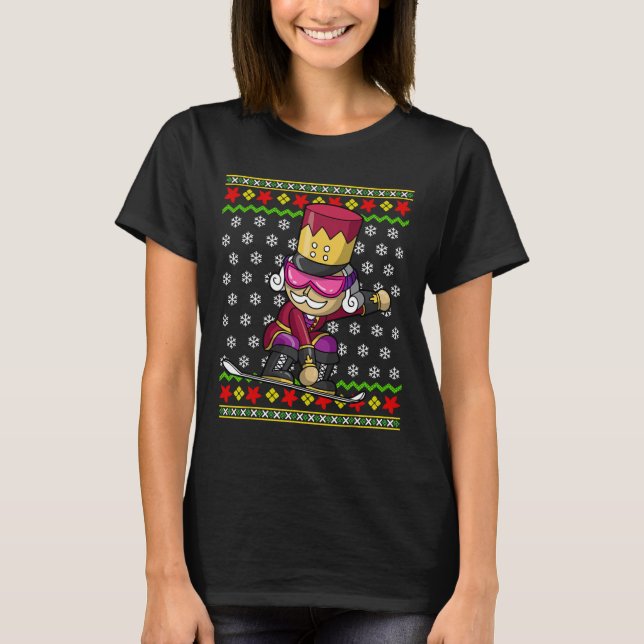 Snowboarden Nutcracker Snowboard Ugys Weihnachten T-Shirt (Vorderseite)