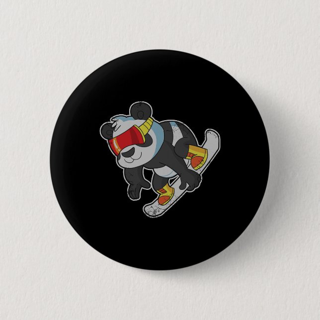 Snowboarden Panda Bear Button (Vorderseite)