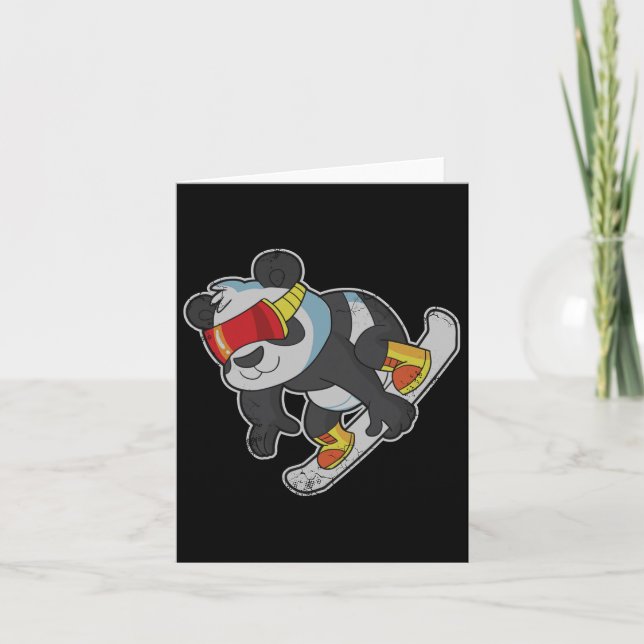 Snowboarden Panda Bear Karte (Vorderseite)