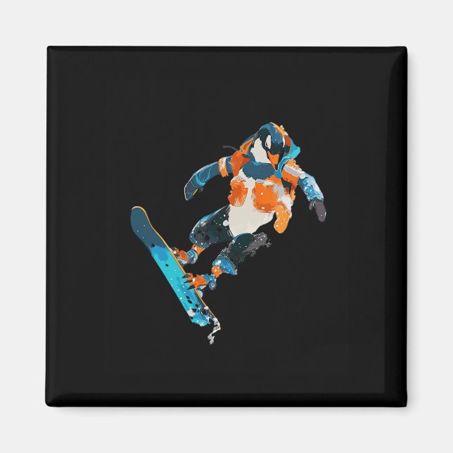 Snowboarden Pinguin Wintersport Spaß Magnet (Vorne)