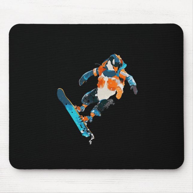 Snowboarden Pinguin Wintersport Spaß Mousepad (Vorne)
