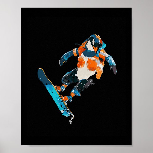 Snowboarden Pinguin Wintersport Spaß Poster (Vorne)