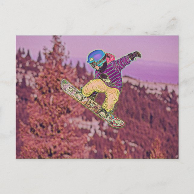 Snowboarden Postkarte (Vorderseite)