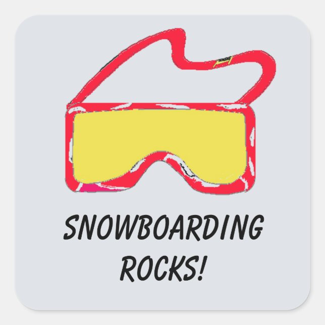 Snowboarden Quadratischer Aufkleber (Vorderseite)