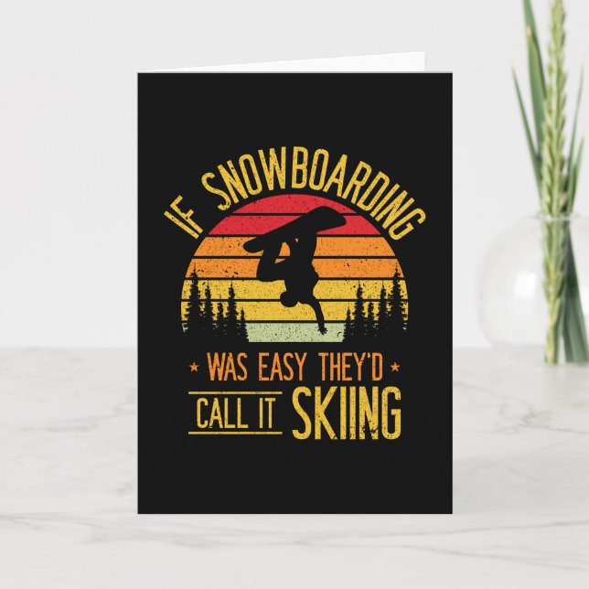 Snowboarden Retro Skifahren auf Snowboarder Karte (Vorderseite)