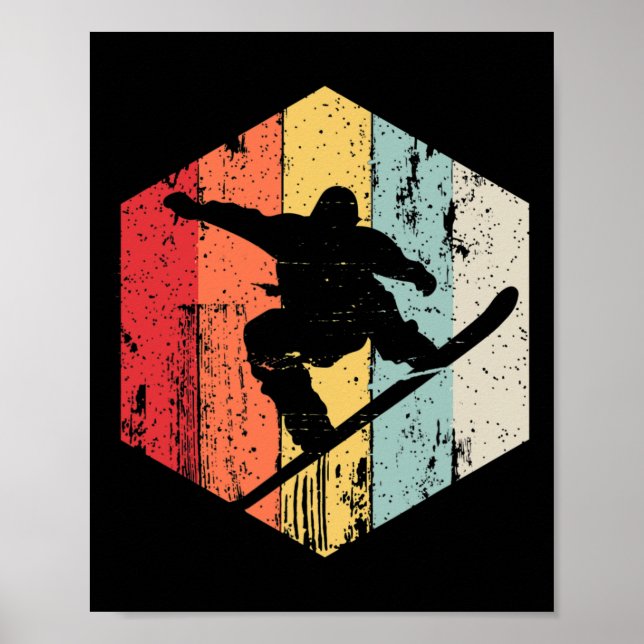 Snowboarden Retro Style Snowboarder Poster (Vorne)