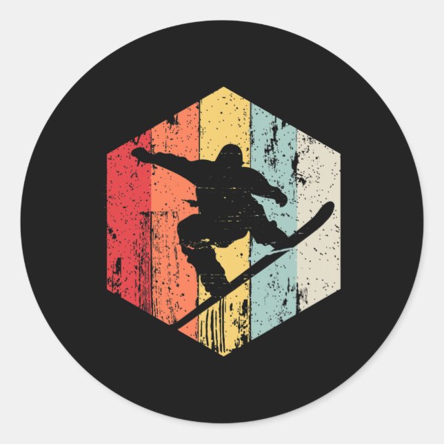 Snowboarden Retro Style Snowboarder Runder Aufkleber (Vorderseite)