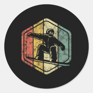 Snowboarden Retro Vintages Design für Snowboarder Runder Aufkleber
