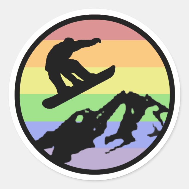 Snowboarden Runder Aufkleber (Vorderseite)
