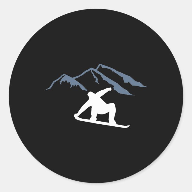 Snowboarden Runder Aufkleber (Vorderseite)