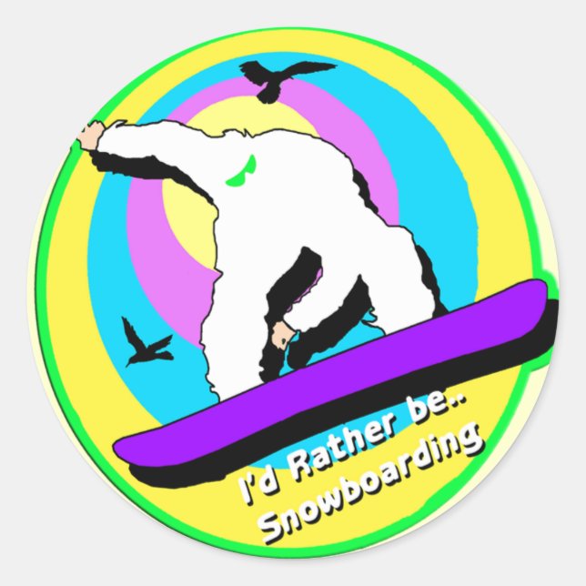 Snowboarden Runder Aufkleber (Vorderseite)