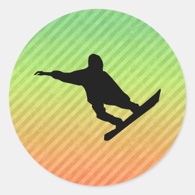 Snowboarden Runder Aufkleber (Vorderseite)