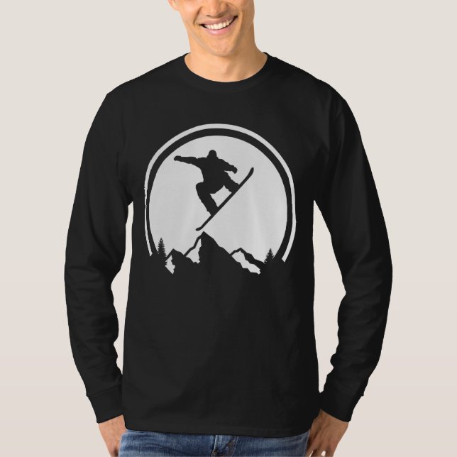 Snowboarden Silhouette Big Stunt Snowboarder Schne T-Shirt (Vorderseite)
