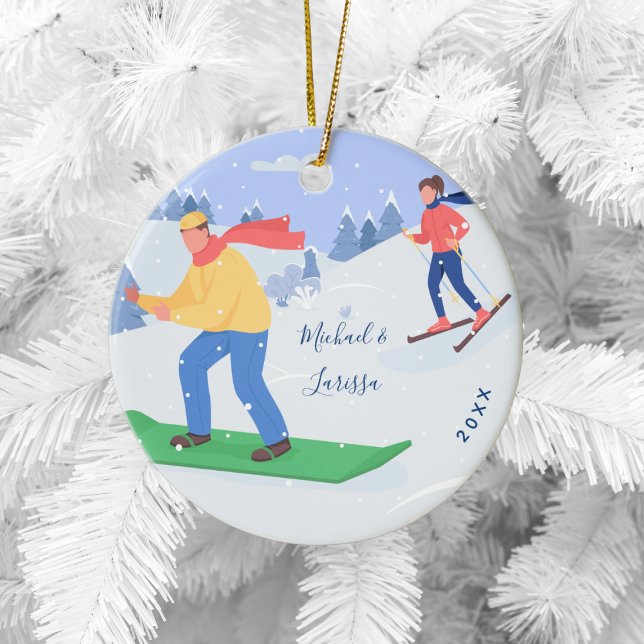 Snowboarden & Skifahren Extrem Winter Sportverein Keramik Ornament (Von Creator hochgeladen)