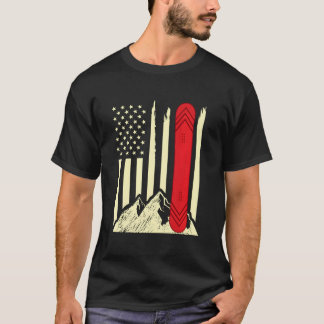 Snowboarden Skifahren Snowboard Amerikanische Flag T-Shirt