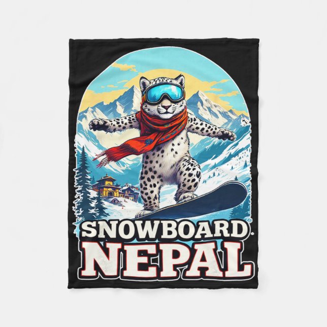 Snowboarden Snow Leopard Abenteuer in Nepal Fleecedecke (Vorderseite)