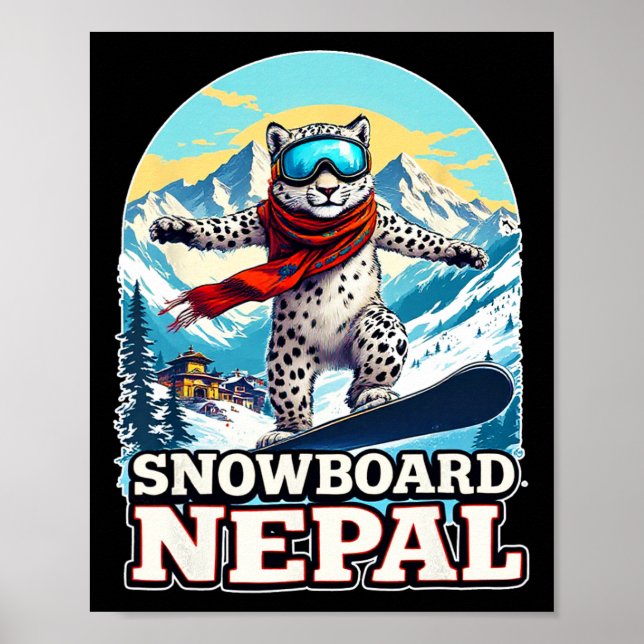 Snowboarden Snow Leopard Abenteuer in Nepal Poster (Vorne)