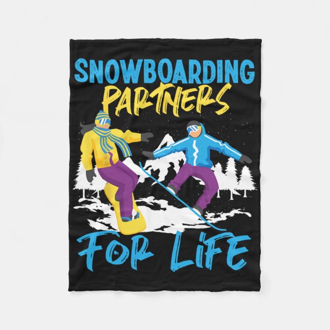 Snowboarden Snowboard Ehe Ehefrau Husband Snowb Fleecedecke (Vorderseite)