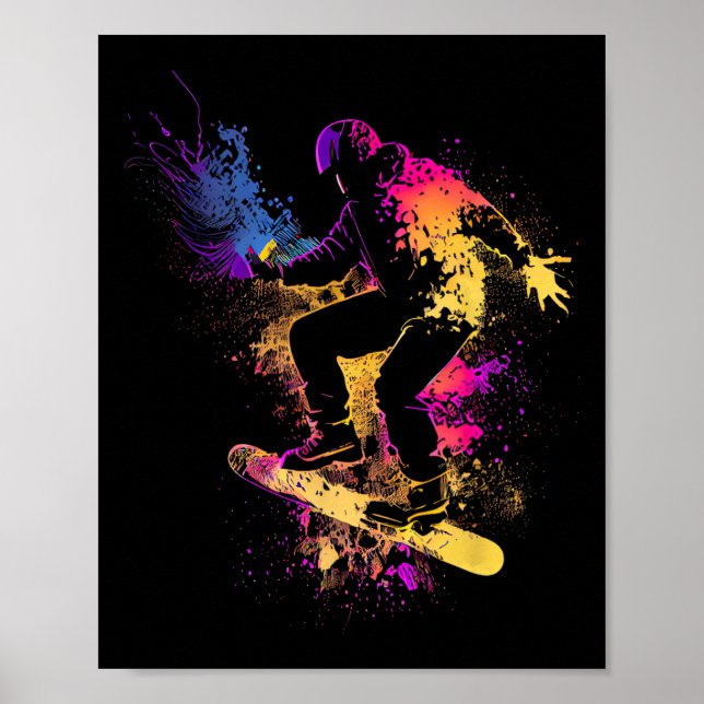 Snowboarden Snowboard Silhouette Geschenk Poster (Vorne)