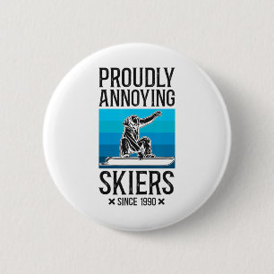 Snowboarden Snowboard Ski Skifahren Retro Button