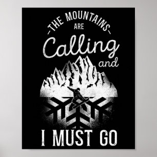 Snowboarden Snowboard Skifahren Berg Snowfla Poster