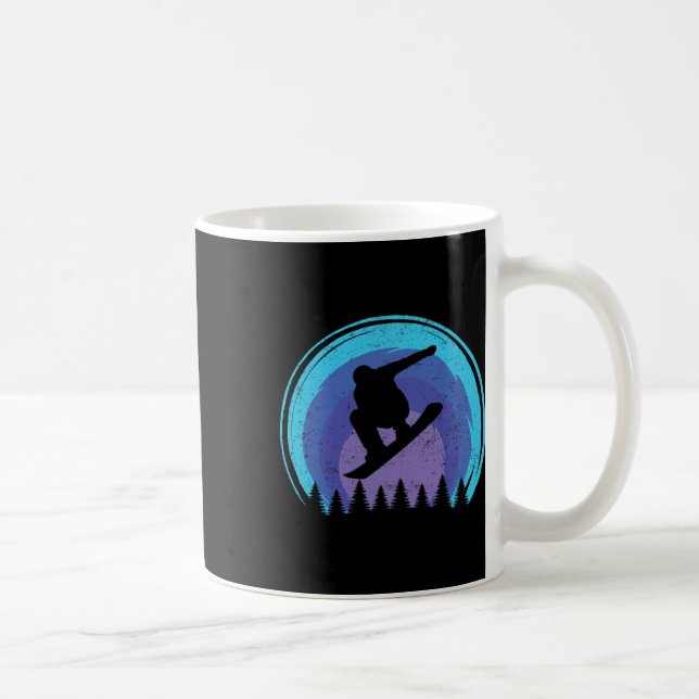 Snowboarden Snowboard Snowboarder Silhouette Grun Kaffeetasse (Rechts)