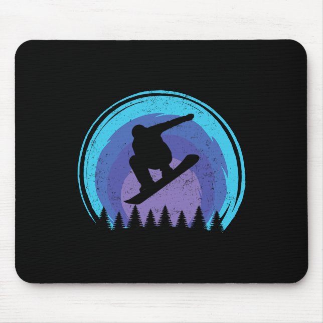 Snowboarden Snowboard Snowboarder Silhouette Grun Mousepad (Vorne)