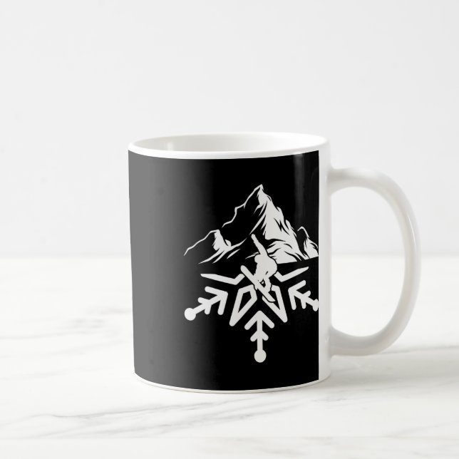 Snowboarden Snowboard Snowflake Vintag Retro Kaffeetasse (Rechts)