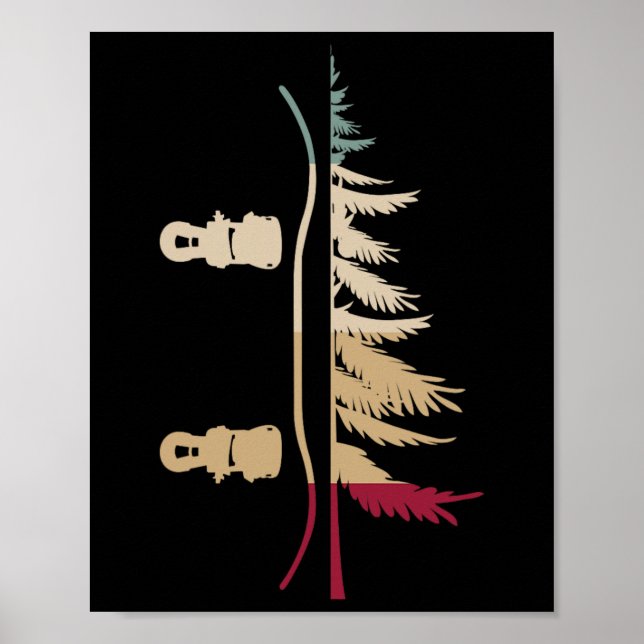 Snowboarden Snowboard Tree Snowboarder Retro Poster (Vorne)