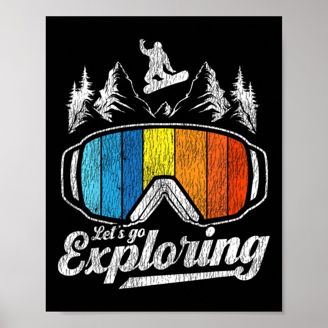 Snowboarden Snowboard Vintag Retro Let's Go Expl Poster (Vorne)