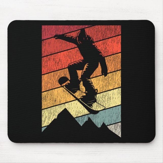 Snowboarden Snowboard Vintag Retro Mountain 1 Mousepad (Vorne)