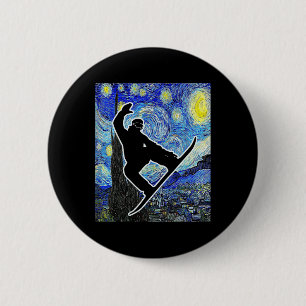 Snowboarden Startnight Snowboard Van Gogh Button