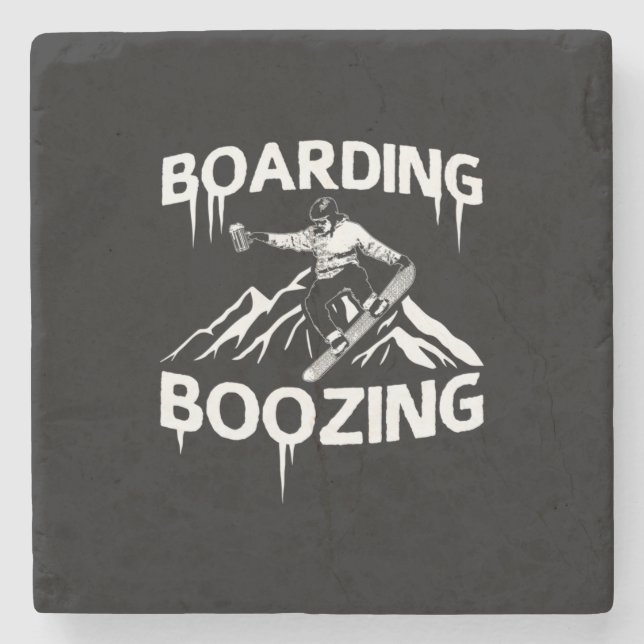 Snowboarden Steinuntersetzer (Vorderseite)