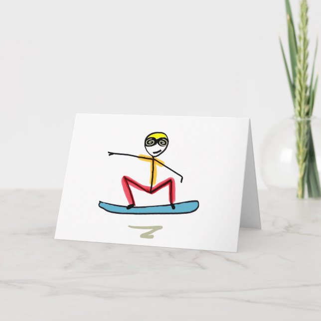 Snowboarden Stickman Karte (Vorderseite)