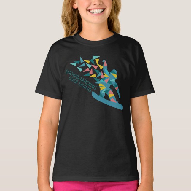 Snowboarden über Skifahren T-Shirt (Vorderseite)
