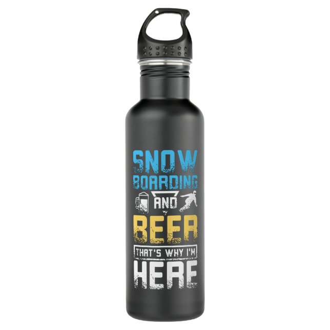 Snowboarden und Bier Edelstahlflasche (Vorderseite)