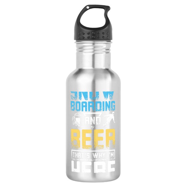 Snowboarden und Bier Edelstahlflasche (Vorderseite)