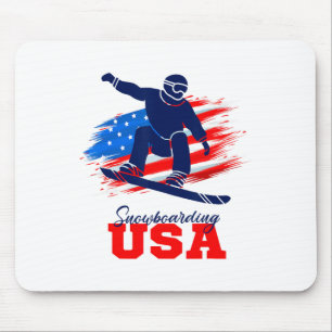 Snowboarden US Team American Flag Snowboard Spur Mousepad