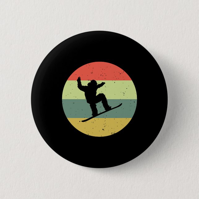 Snowboarden Vintage-Snowboard  Button (Vorderseite)
