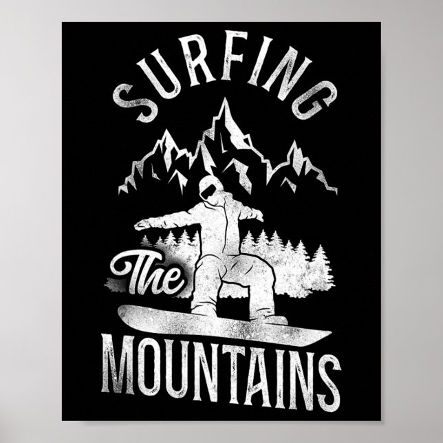 Snowboarden Vintager Berg 1 Poster (Vorne)