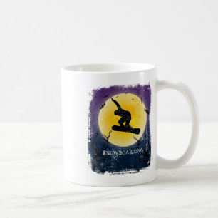 Snowboarden Vollmond Silhouette Retro Halloween Kaffeetasse