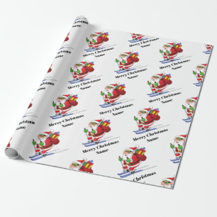 Snowboarden Weihnachtsmann Muster Personalisiertes Geschenkpapier