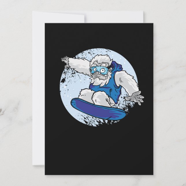 Snowboarden Yeti Big Foot Cooles Wintersportgesche Einladung (Vorderseite)