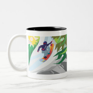 Snowboarden Zweifarbige Tasse