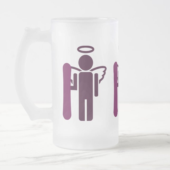Snowboardengel Mattglas Bierglas (Links)
