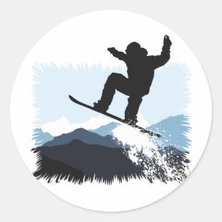 Snowboarder Action Jump Runder Aufkleber