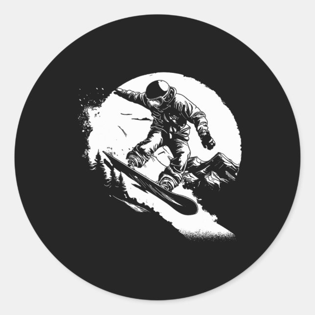 Snowboarder Alpin Snowboarden 1 Runder Aufkleber (Vorderseite)