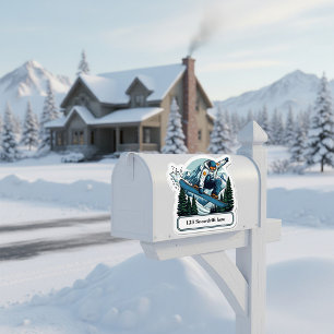 Snowboarder-Briefkasten-Adressaufkleber Aufkleber