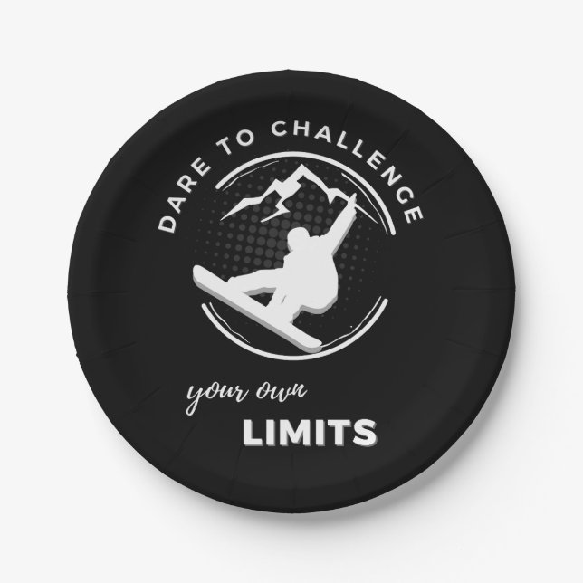 Snowboarder & "Dare to herauszufordern, Ihre eigen Pappteller (Vorderseite)