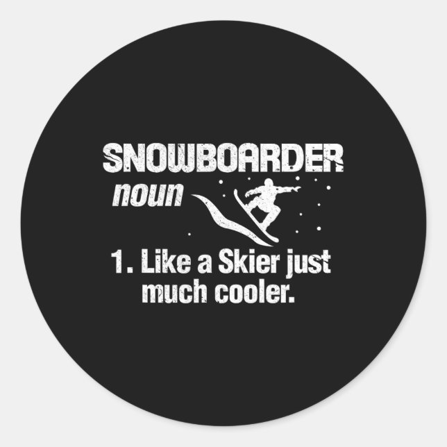 Snowboarder Definition bedeutet Snowboarden Snowbo Runder Aufkleber (Vorderseite)